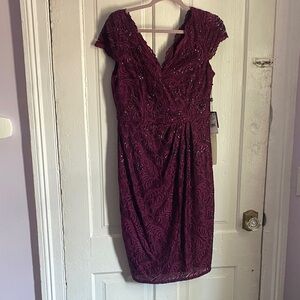 Adrianna Papell Deep Purple Midi Dress